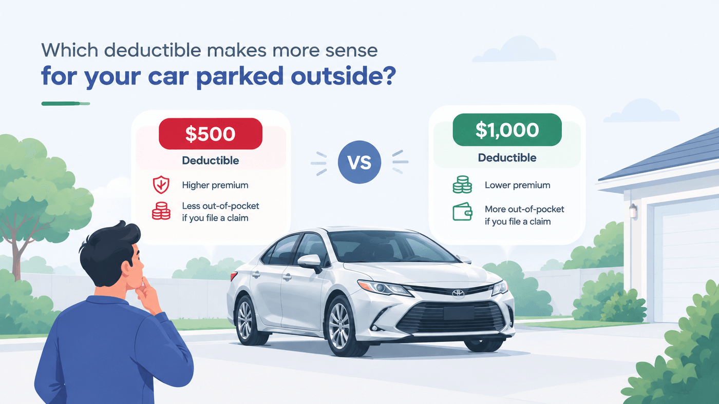 $500 vs $1,000 Comprehensive Deductible for a Car Parked Outside: What Should You Compare?