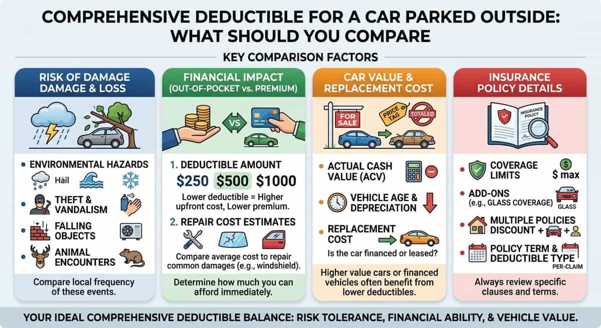 $500 vs $1,000 Comprehensive Deductible for a Car Parked Outside: What Should You Compare?